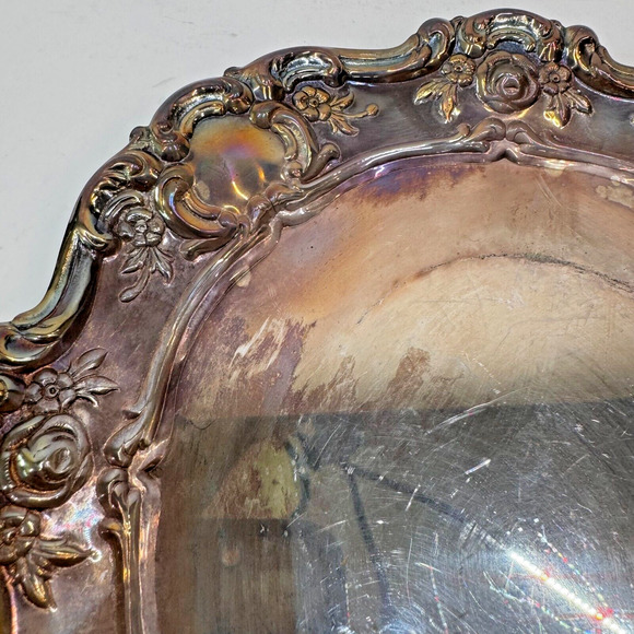 Towle Vintage Silver Plated Master Pattern Serving Rose Tray E.P. 4060 7 3/8" - Picture 2 of 11